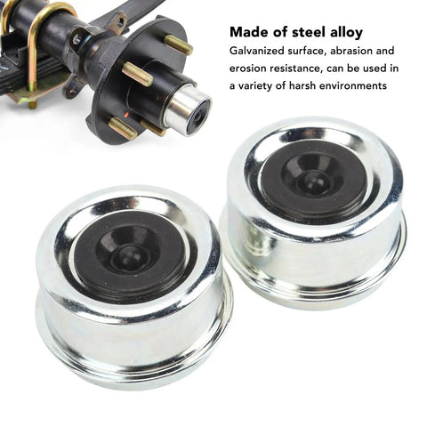 2.44 Inch OD Trailer Axle Dust Cap Kit With Two Rubber Plugs And Bearing Grease Caps For Boat Trailer Wheel Hub 5200 And 6000 Lb Axles Heavy Duty Galvanized Steel Rust Resistant Seals