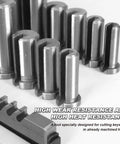 All In One Keyway Broach Kit With 5 Broaches 18 Bushings And 7 Shims 30 Pieces Rectangular Broaching Set close-up of components