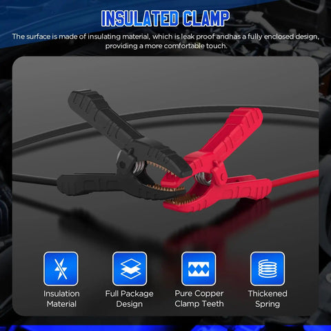 OBD II Car Memory Saver Cable 12V Emergency Power Supply For Vehicle ECU with red and black insulated alligator clips