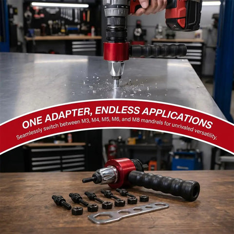 Electric Rivet Gun Adapter for Drill Complete Kit with Heavy Duty Rivet Nut Tool Cordless Rivnut Attachment for Metal Fabrication