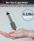 Mini Electric Linear Actuator 2 Inch Stroke With Momentary Switch shown in hand for scale
