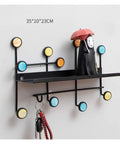 Legit Wrought Iron Double Coat Hook Wall Mounted Storage Organizer For Foyer Entryway Bedroom Closet Heavy Duty Jacket Hat Purse Rack with colorful hooks.