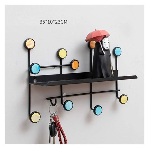 Legit Wrought Iron Double Coat Hook Wall Mounted Storage Organizer For Foyer Entryway Bedroom Closet Heavy Duty Jacket Hat Purse Rack with colorful hooks.