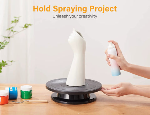 11 Inch Rotate Turntable For Cake Decorating And Painting With Smooth Ball Bearing Spin And 360 Degree Rotation Black Lightweight Display Stand For Spinning Spraying Decorating And Sculpting Projects By Kootek, hand sculpture and paint