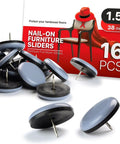 Nail On Furniture Sliders 16 Pack For Chair Legs One Point Five Inch Premium Floor Protectors with steel nails.