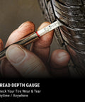 High Pressure Car Tire Gauge With Pencil Style Tread Depth Meter Built In Deflator Valve One Sixteenth Inch Increments