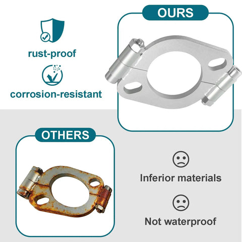 Comparison of Straight Shot Exhaust Flange Repair Kit For 2.5 Inch Muffler Pipes with rust-proof galvanized carbon steel vs. inferior material.