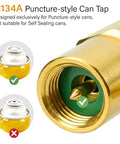 R134A Car AC Refrigerant Recharge Hose Kit With Gauge puncture-style can tap for auto air conditioning top off.