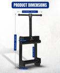 Heavy Duty Pipe Squeeze Off Tool For Plastic Tubing 0.63 To 2.5 Inches 16 To 63 Millimeters Hand Clamp front view dimensions