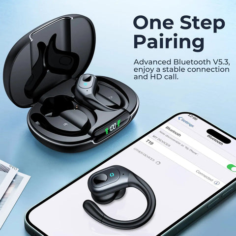 Game-Changing Active Noise Cancelling Earbuds With 90 Hours Playback and charging case, over-ear hook, IPX7 waterproof, wireless phone pairing