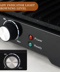 Big Panini Press Grill Sandwich Maker 3 In 1 Opens Flat To 180 Degrees for versatile cooking with browning control knob and indicator lights.