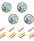 4 Pack Beach Fence Flower Gold Cabinet Knobs For Drawers And Wall Cabinets Cool Round Pull Handles With Dual Screws