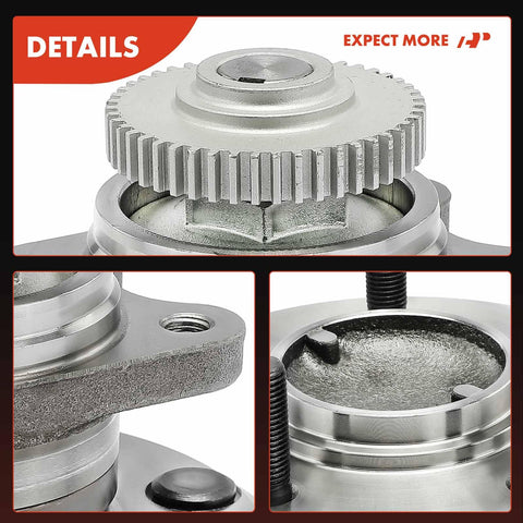 Close-up of rear wheel bearing and hub assembly with ABS ring for Hyundai Sonata 2006-2009, Kia Optima 2006-2010, 5 lug