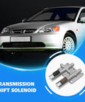 Civic 1.7L Transmission Dual Linear Shift Solenoid Replacement For Honda 2001 To 2005 With Plug And Play Fit And Easy Install 28250PLX305 28250-PLX-305 TCS247 2N1338 Reliable Smooth Shifts, silver solenoid pair shown with Honda Civic