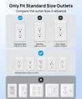 Flat Plug Power Strip compatibility with standard outlet sizes, 4.50 in x 2.76 in, not for mid or oversized outlets