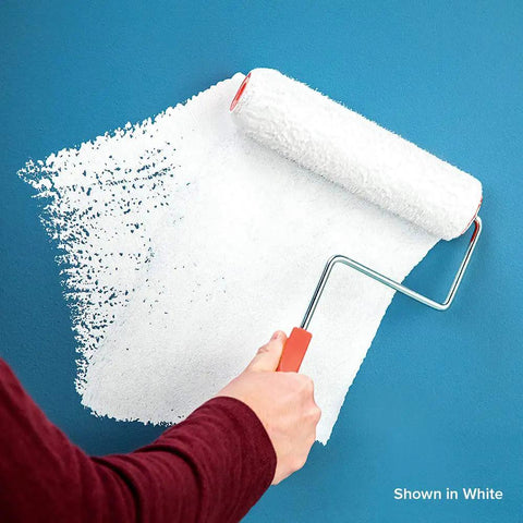 Aqua Lock Plus 100 Percent Acrylic Water Based Stain Blocking Primer Sealer White Gallon used on blue wall with paint roller