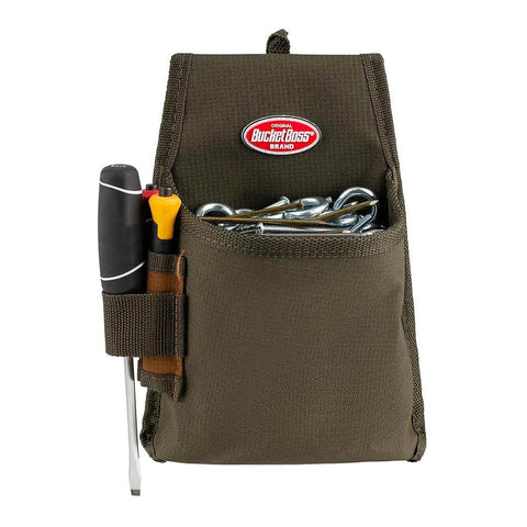 Fastener Tool Pouch With FlapFit Series 2 Exterior Long Handled Tool Loop Brown Green Heavy Duty Worksite Organizer on display