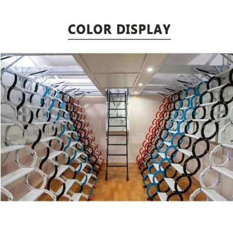 Electric Attic Ladder With Slick Wireless Remote Pull Down Loft Stairs Telescoping Ceiling Stairway showcased in color display.
