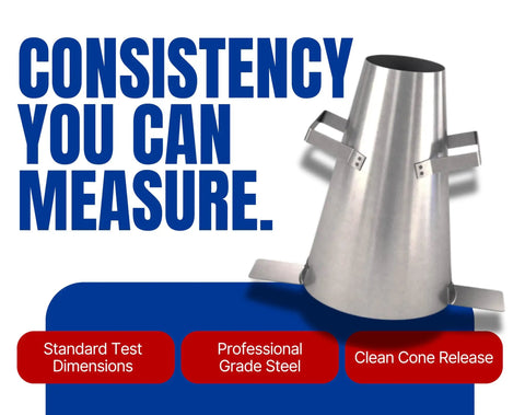 Slump Cone For Concrete Testing Boss Grade Plated Steel With Rust Resistant Finish Includes Handy Handles And Foot Pieces 12 In Height
