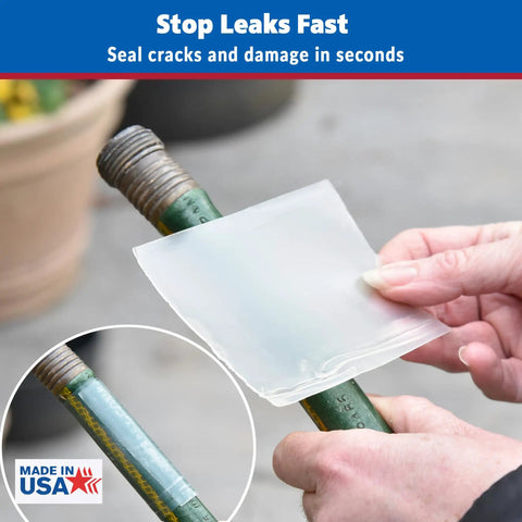 Applying Clear Butyl Seal Tape 4 x 5 Ft Waterproof Leak Repair Tape For Roofs Gutters Pipes And RVs on a pipe to stop leaks