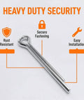 Pro Grade Heavy Duty Cotter Pin Kit With 110 Pieces In Eight Sizes From M2 To M6 And From Five Sixty Fourths Of An Inch To One Quarter Inch for security, rust resistance, easy installation