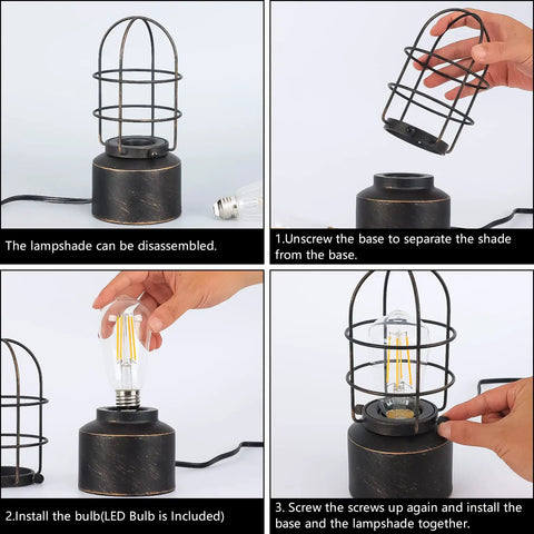 Assembly of 3 Way Dimmable Touch Table Lamp For Small Spaces Industrial Bedside Lamp With Steampunk Antique Vibe Nightstand Desk Lamp For Bedroom And Living Room Bulb Included Easy Tap Controls