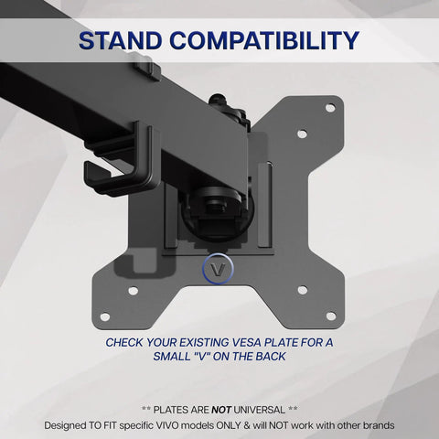 Close-up of Solid Beefy Steel VESA Mounting Bracket 75X75mm And 100X100mm showing compatibility with VIVO stands.