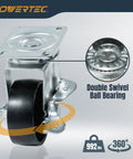 Beefy 3 Inch Cast Iron Swivel Caster Wheels Set Of 4 With Dual Locking Brakes, heavy duty 992 lb load capacity shown up close