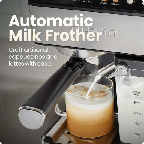 CafeMaster Pro Espresso Machine Lets You Brew Single Or Double Shots Like A Real Barista At Home With Built In Milk Frother