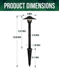 Diagram showing dimensions of Six Pack Aluminum Pathway Lights Set With Low Voltage LED Landscape Path Lighting, 20.98 inches tall