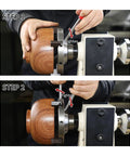 Demonstrating the Six Inch Wood Lathe Chuck Set One Inch By Eight Tpi Self Centering Four Jaw Wood Turning Chuck With Reversible Jaws