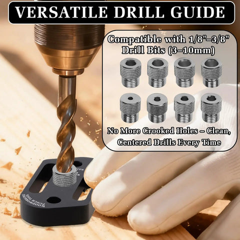Top Notch Pro Grade Dowel Jig Kit With Centering Design For Straight Holes Eight Sizes From 3 To 10mm, drill guide use