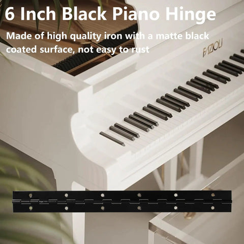 Top Shelf 4 Pack 12 Inch Black Piano Hinges Heavy Duty Continuous Metal Bar For Cabinet Doors Pianos Mailboxes Junk Drawers And Secure Storage Boxes Includes Mounting Screws on white piano