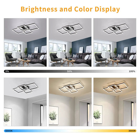 Modern Dimmable LED Flush Mount Ceiling Light 2x2 Square Acrylic Lamps For Living Room Dining Room Bedroom Kitchen