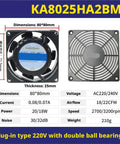 80x80x25mm Axial Flow Cooling Fan For Industrial Cabinets 220V Power 0.10 0.06A Draw High Airflow Ventilation Fan For Electronics