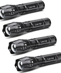 Beast Mode LED Tactical Flashlight S2000 4 Pack With Zoomable Beam Five Modes Waterproof, shown arranged in a row.