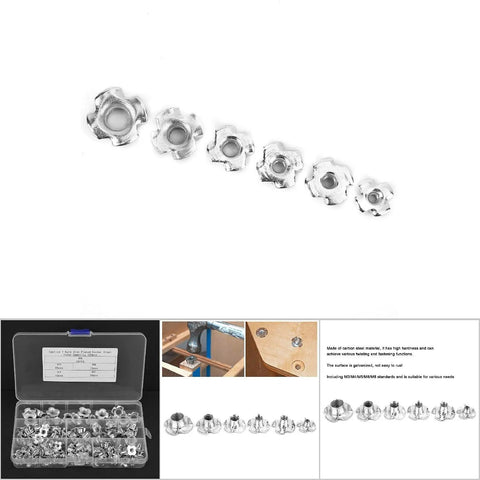 120 Piece Tee Nut Set Carbon Steel Galvanized For Wood Projects And Furniture Hardware Heavy Duty Fasteners With M3 M4 M5 M6 M8 Sizes Rust Resistant