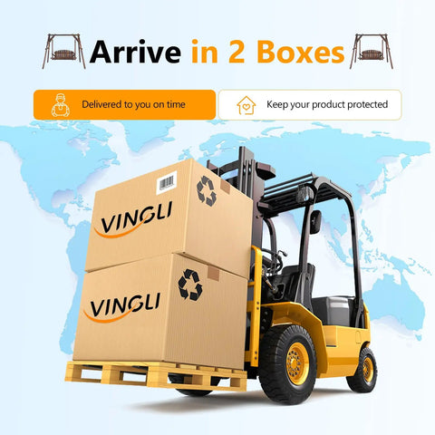Forklift carrying boxes for Heavy Duty 880 Lbs Wooden Porch Swing With A Frame Stand For Outdoors And Garden Rustic Sequoia Dusk Finish