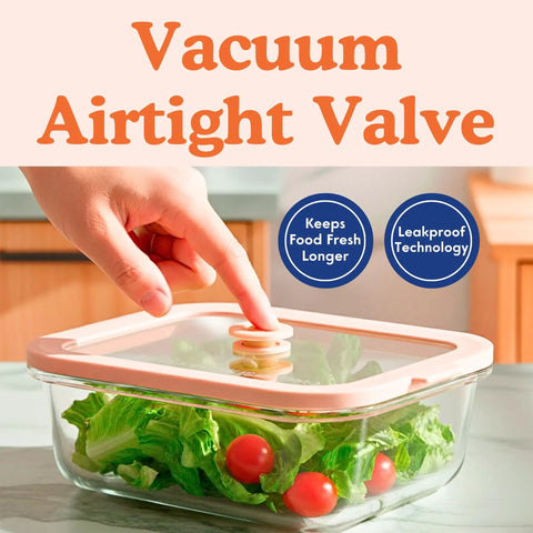 Non Toxic 35 Oz Glass Storage Containers With Lids For Plastic Free Meal Prep, Airtight Food Storage, Microwave And Freezer Safe, Borosilicate Glass, 4 Pack Lunch Containers For Fresh, Toxin Free Storage On The Go shown with airtight lid and vacuum valve