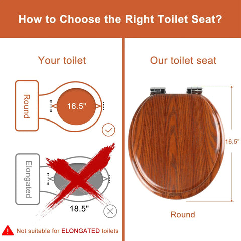 Round Toilet Seat Made From Molded Wood With Quietly Close Hinges And Quick Release No Fuss Easy To Install And Clean Brownish Red Finish