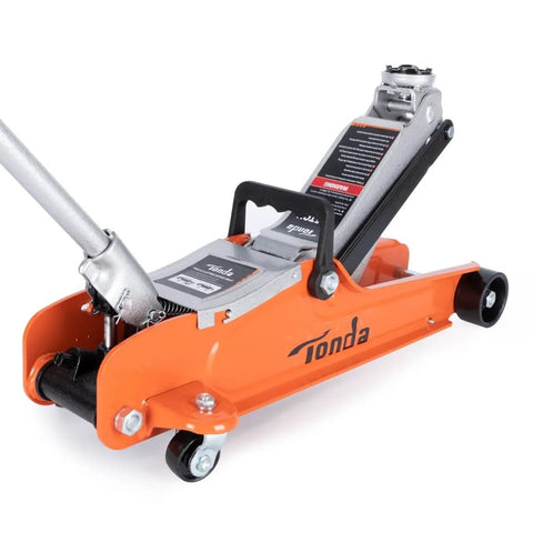 Low Profile Hydraulic Floor Jack, 2.5 Ton Capacity, Heavy Duty Trolley Jack For Cars And SUVs, The Workhorse Lifts From 3.35 Inch To 14.57 Inch, Orange Finish