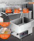 Wlikoci Commercial Mobile Fryer Filter Machine With 18 Litre Oil Tank And 10 Liter Per Minute Fast Filtration Speed For Deep Frying Grease Cleaning Portable Heavy Duty Restaurant Kitchen Equipment, made of 0.06 inch thick SUS304 stainless steel.
