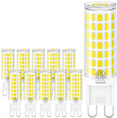10-pack G9 LED Bulbs 4000K Natural Daylight, Crisp and Bright 6W, 60W Halogen Equivalent, T4 Chandelier Bi Pin Ceramic Base