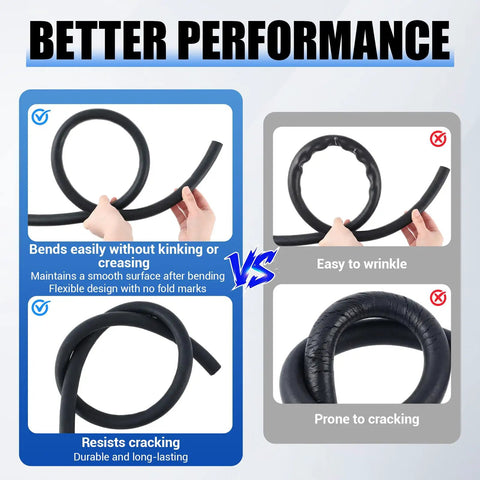 Comparison of flexible Beefy Five Eighth Inch ID Heater Hose 50 Feet EPDM Coolant Radiator Hose vs less durable alternatives.
