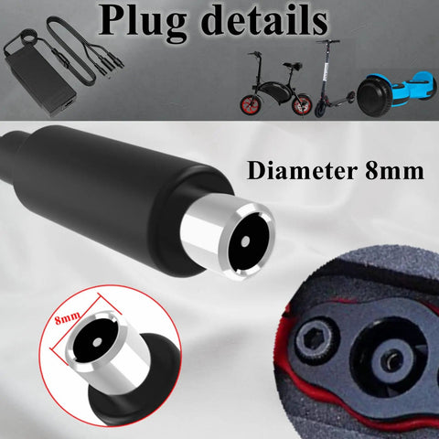 Close-up of 8mm plug detail for 42V 2A Replacement Charger For 36V Ebike And Electric Scooter Batteries Universal Three Port Charger