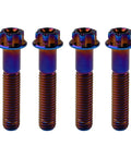 Top Shelf Pro Grade 5 Titanium Flange Head Torx Bolts M8x40mm Burnt Blue pack of four heavy duty fasteners.