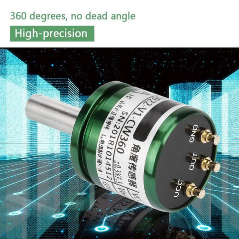 High Precision Hall Effect Angle Sensor 0.088 Degree Resolution 360 Rotation, 0-5V Output, 12-Bit ADC, Tough Build, side view