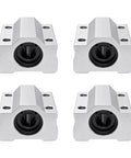 Pro Grade 4 Pack SCS10UUU Linear Bearing Pillow Block Kit For 10mm Shafts featuring precision steel balls in silver.