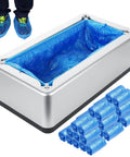 Automatic Shoe Cover Dispenser Featuring 200 Disposable Non Slip Shoe Covers with blue plastic covers for indoor hygiene.