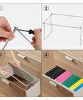 Installation steps for Heavy Duty Steel Hanging File Frames Two Pack Adjustable File Cabinet Rails with organized folders.
